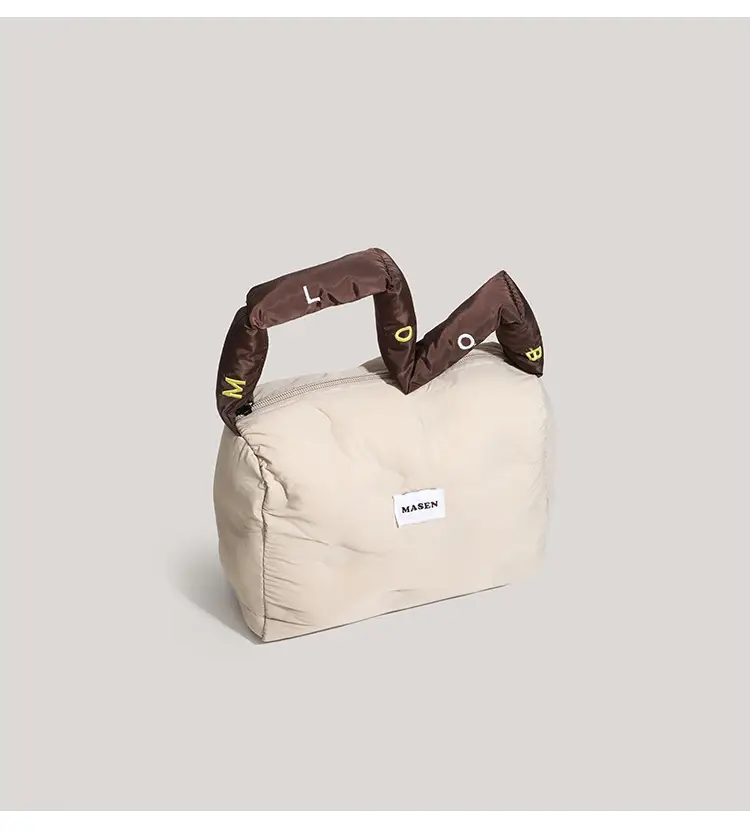 Women's Down Puffer Shoulder Bag Winter Beige — feature 18