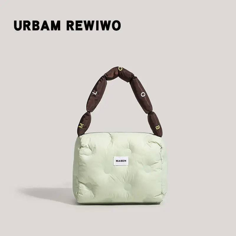 Women's Down Puffer Shoulder Bag Winter Beige