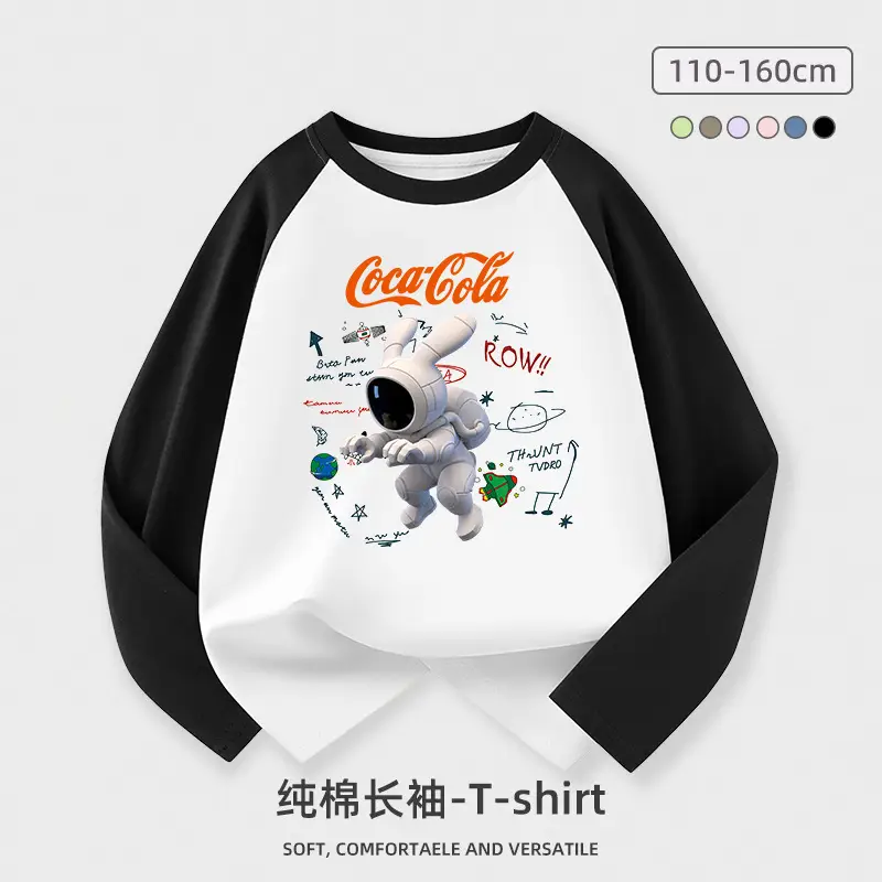 Boys Cotton Long Sleeve T-Shirt Coca-Cola Graphic Middle to Big - Image 3