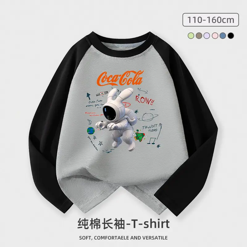 Boys Cotton Long Sleeve T-Shirt Coca-Cola Graphic Middle to Big - Image 4