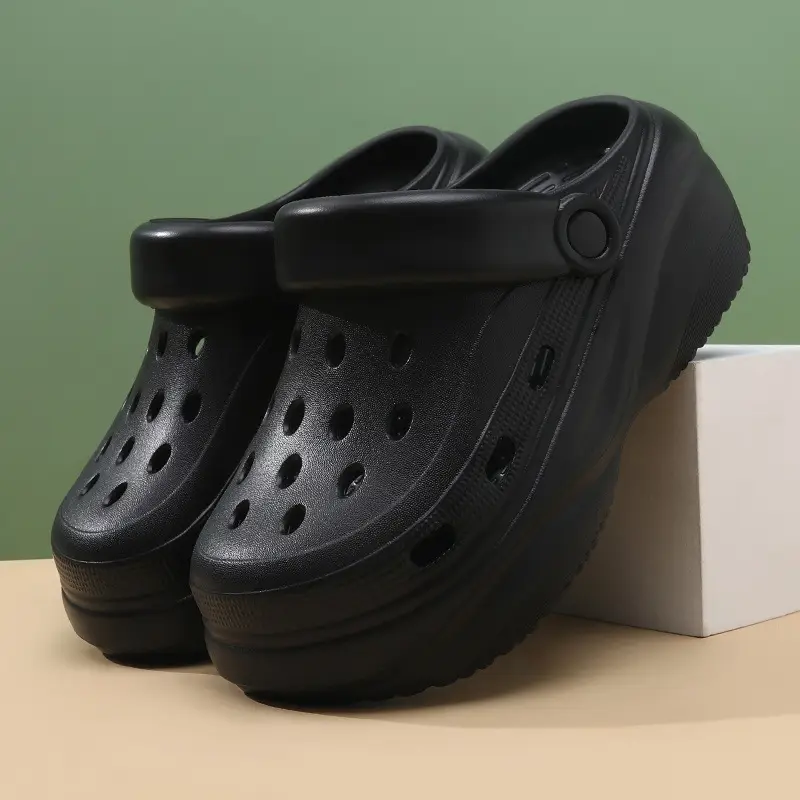 Women's Hole Shoes for Summer High-rise Outer Wear Non-grinding Feet-free Baotou Slippers EVA Breathable Non-smelly Feet Non-slip Beach Sandals - Image 5