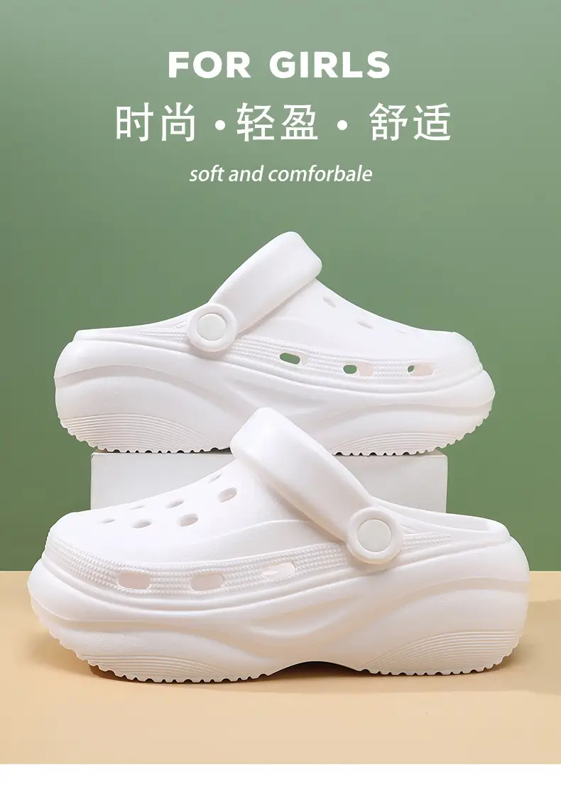 Women's Hole Shoes for Summer High-rise Outer Wear Non-grinding Feet-free Baotou Slippers EVA Breathable Non-smelly Feet Non-slip Beach Sandals — feature 1