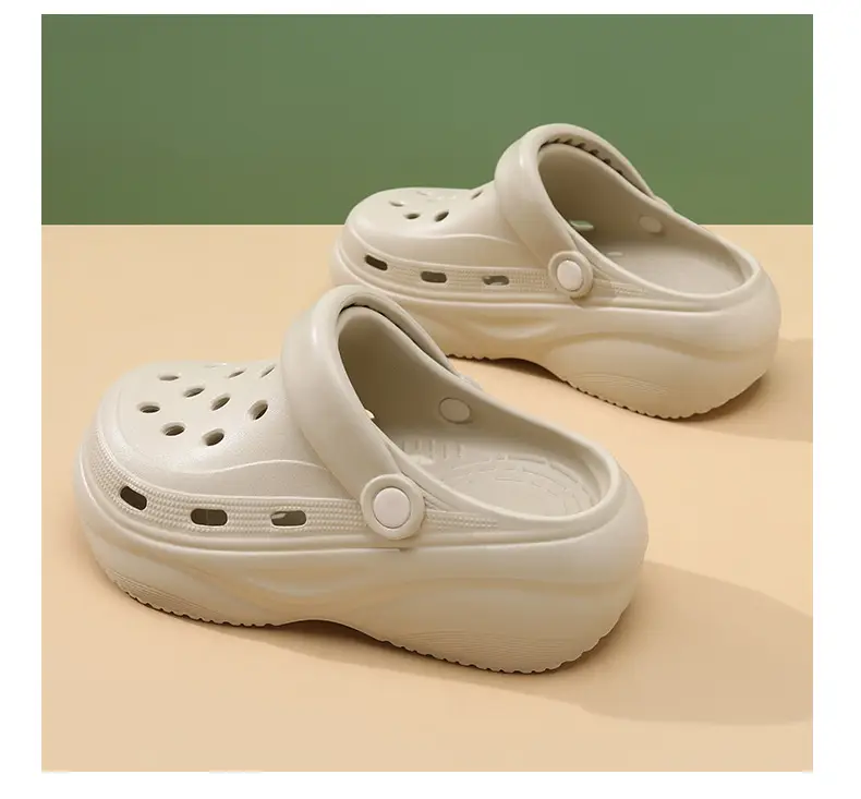 Women's Hole Shoes for Summer High-rise Outer Wear Non-grinding Feet-free Baotou Slippers EVA Breathable Non-smelly Feet Non-slip Beach Sandals — feature 10