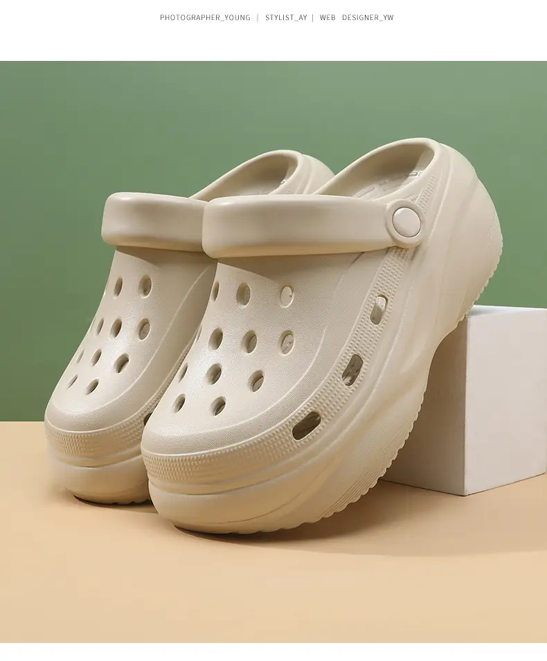 Women's Hole Shoes for Summer High-rise Outer Wear Non-grinding Feet-free Baotou Slippers EVA Breathable Non-smelly Feet Non-slip Beach Sandals — feature 11