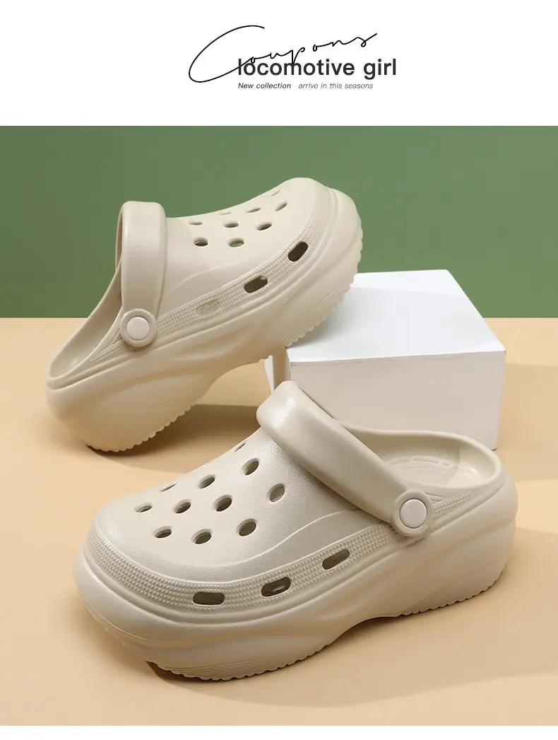 Women's Hole Shoes for Summer High-rise Outer Wear Non-grinding Feet-free Baotou Slippers EVA Breathable Non-smelly Feet Non-slip Beach Sandals — feature 12