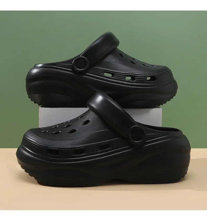 Women's Hole Shoes for Summer High-rise Outer Wear Non-grinding Feet-free Baotou Slippers EVA Breathable Non-smelly Feet Non-slip Beach Sandals — feature 14
