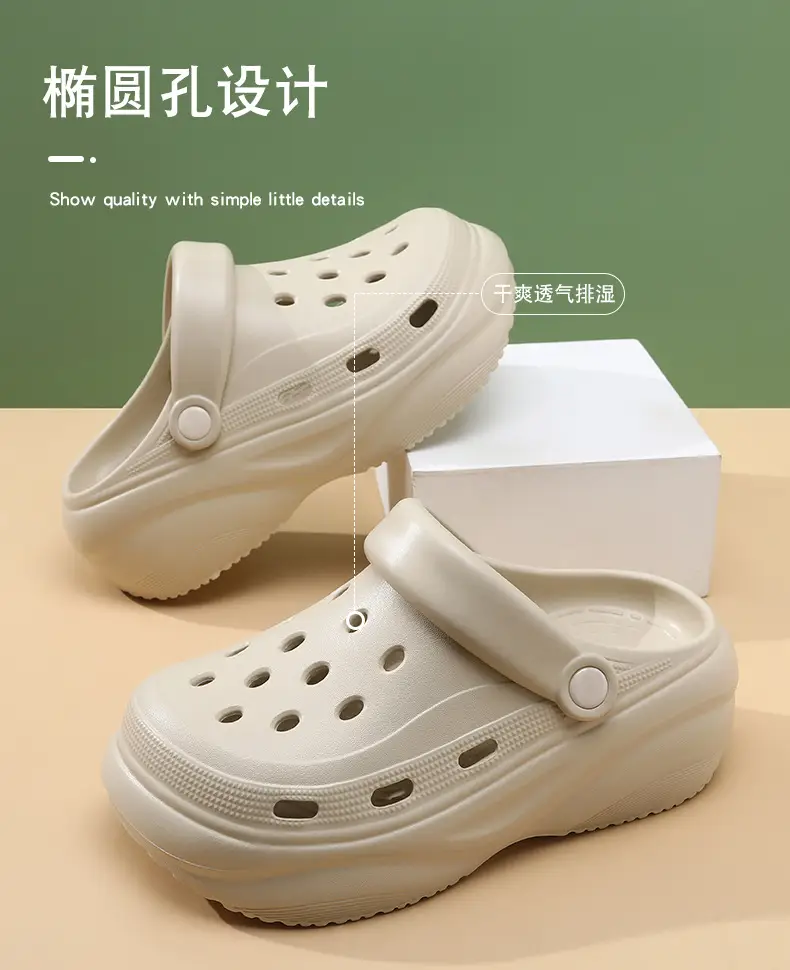 Women's Hole Shoes for Summer High-rise Outer Wear Non-grinding Feet-free Baotou Slippers EVA Breathable Non-smelly Feet Non-slip Beach Sandals — feature 3