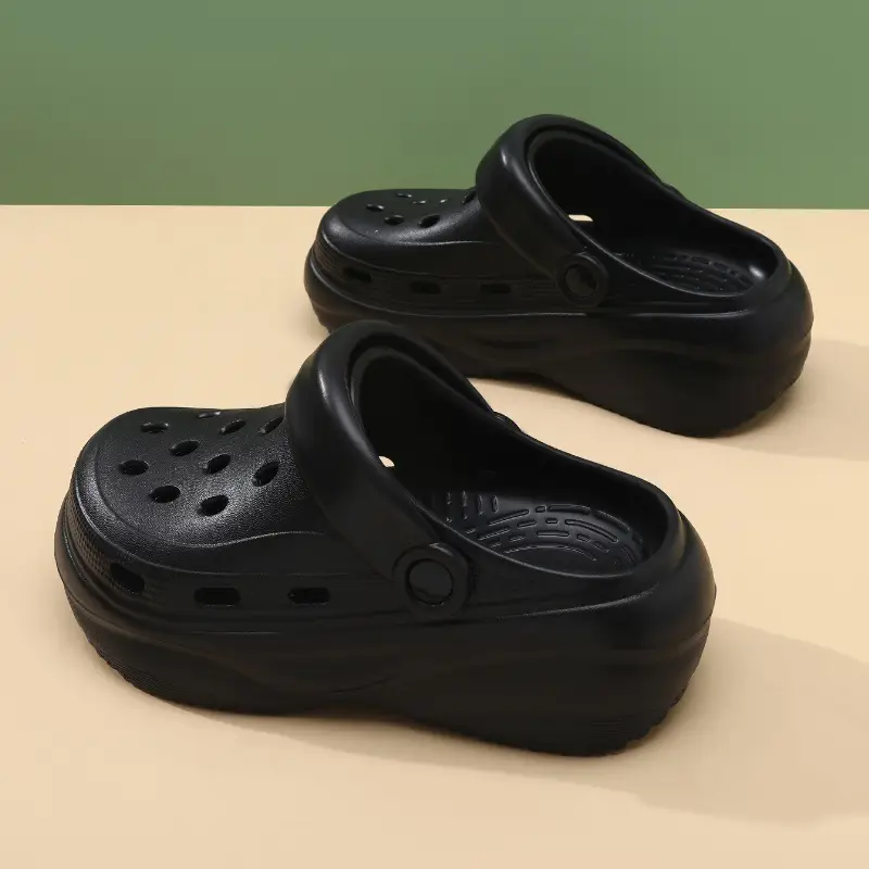 Women's Hole Shoes for Summer High-rise Outer Wear Non-grinding Feet-free Baotou Slippers EVA Breathable Non-smelly Feet Non-slip Beach Sandals - Image 2