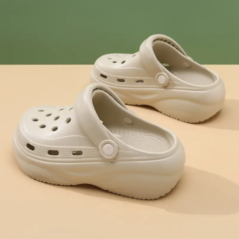 Women's Hole Shoes for Summer High-rise Outer Wear Non-grinding Feet-free Baotou Slippers EVA Breathable Non-smelly Feet Non-slip Beach Sandals - Image 3