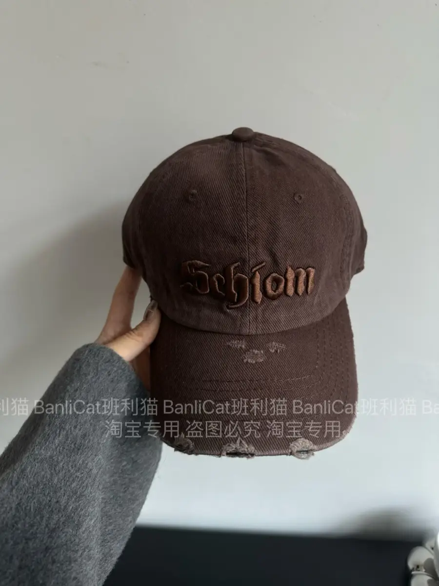 Women Baseball Cap American Style Retro Washed Ripped Face Small Cap - Image 2