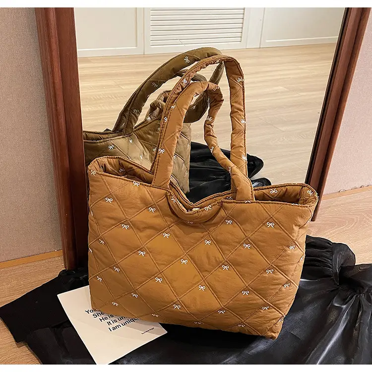 Women's Quilted Cotton Shoulder Bag Cream Single Crossbody — feature 40