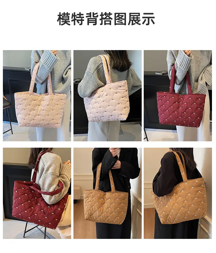 Women's Quilted Cotton Shoulder Bag Cream Single Crossbody — feature 7