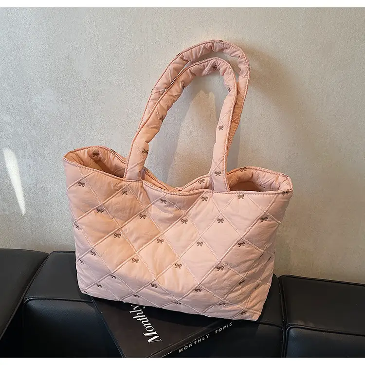 Women's Quilted Cotton Shoulder Bag Cream Single Crossbody — feature 8