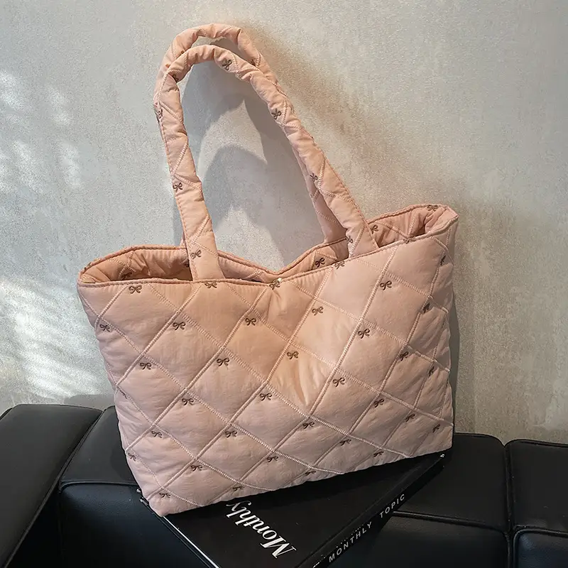 Women's Quilted Cotton Shoulder Bag Cream Single Crossbody - Image 4