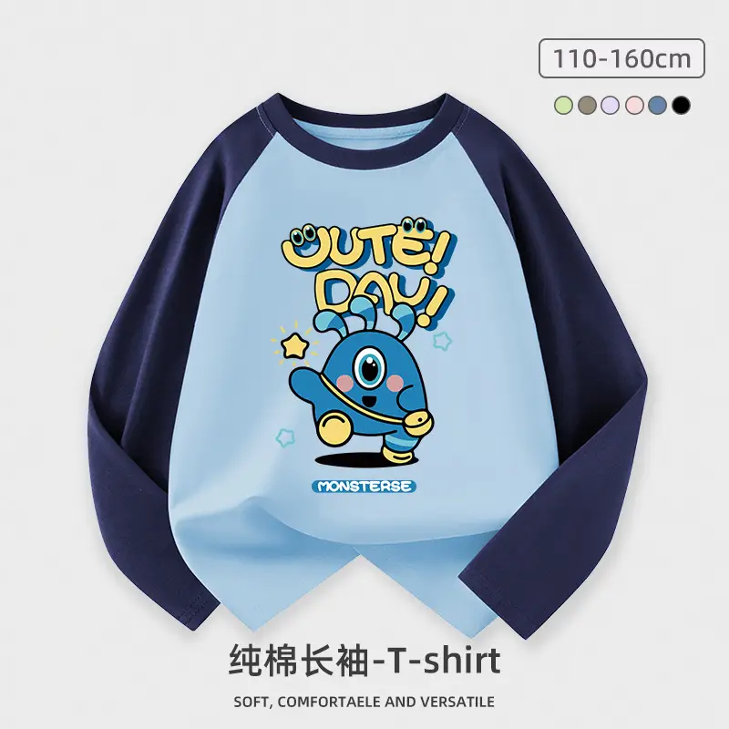 Children's Long Sleeve Dog Print T-Shirt Green Blue - Image 9