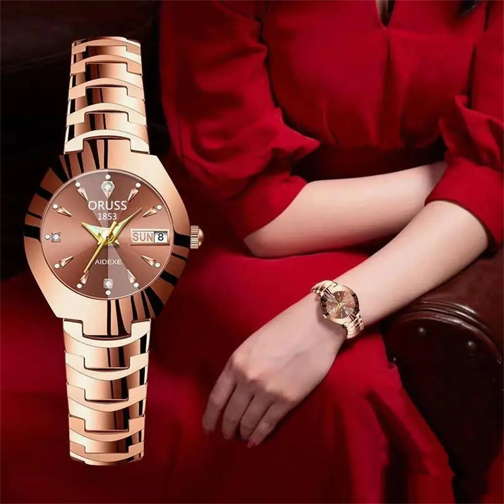 Rose Gold Women's Quartz Watch with Calendar — feature 1