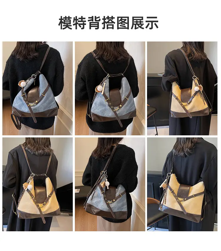 Women's Grey Leather Shoulder Bag with Tassel — feature 10