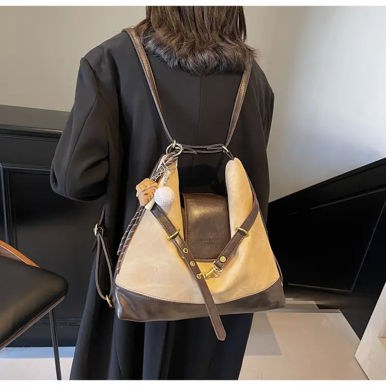 Women's Grey Leather Shoulder Bag with Tassel — feature 21