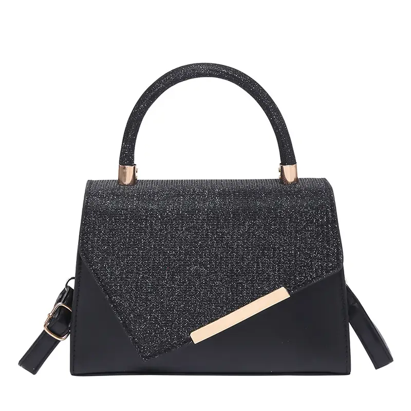 Women's Artistic Square Shoulder Bag Black Gold 2024 - Image 9
