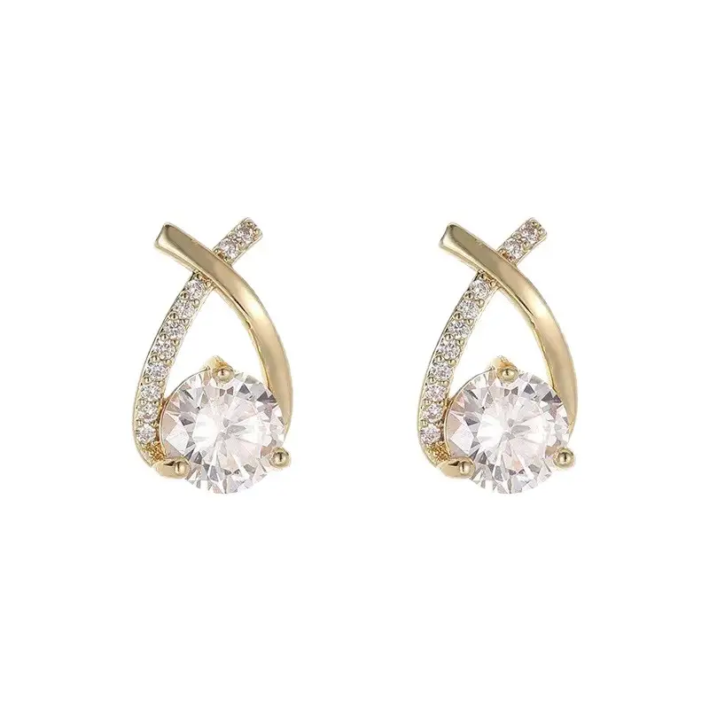 Classic Fashion Flash Diamond Geometric Earrings Niche Design