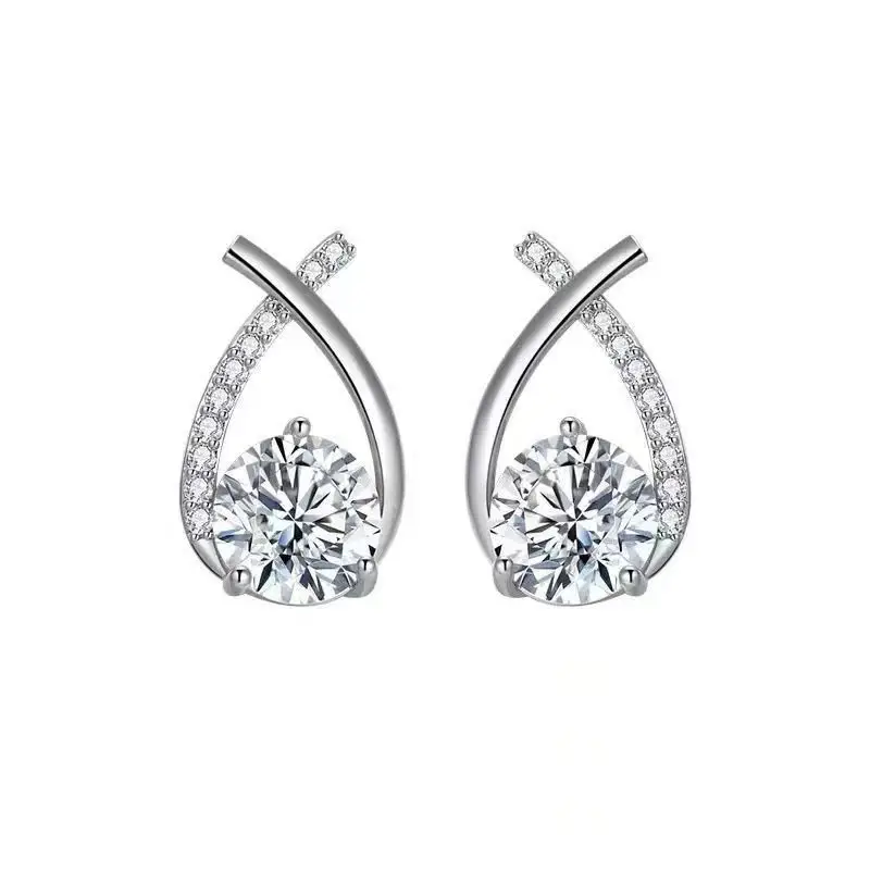 Classic Fashion Flash Diamond Geometric Earrings Niche Design