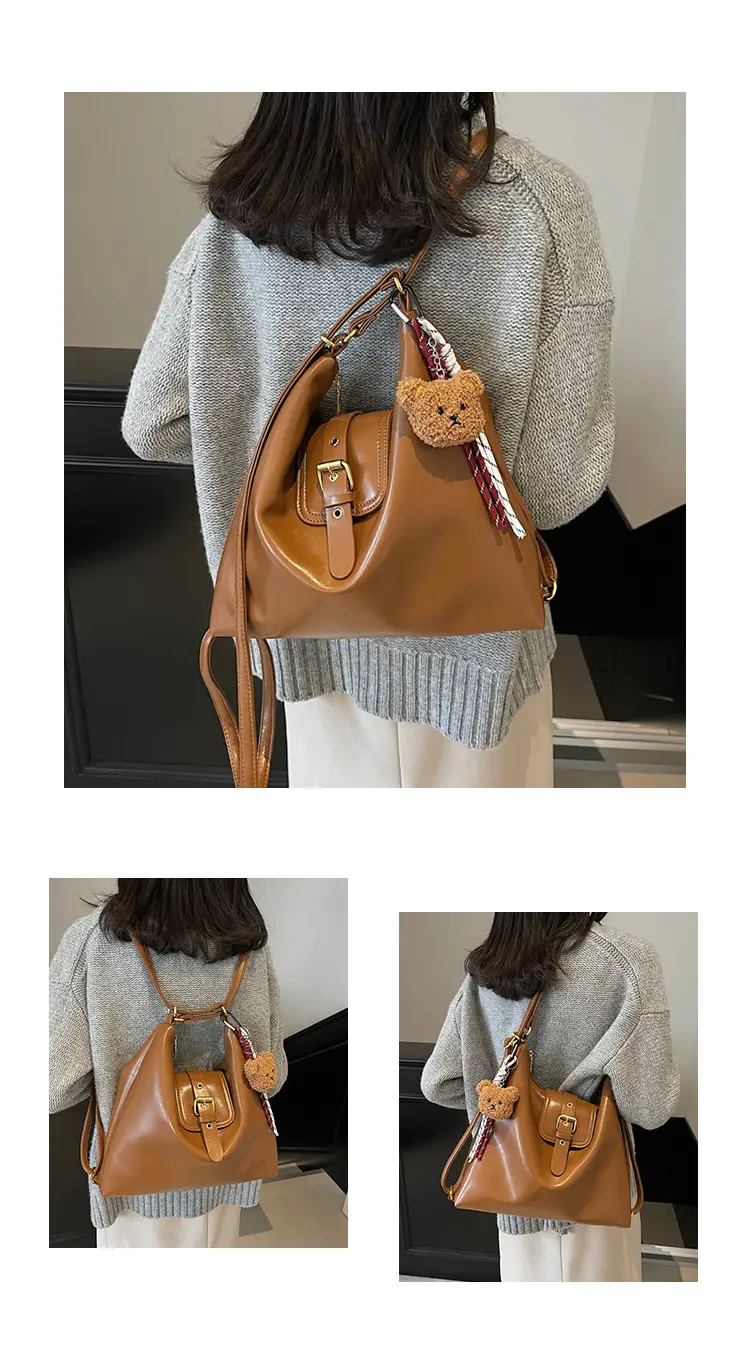 Black Leather Shoulder Bag for Women Large Capacity Vintage Style — feature 13