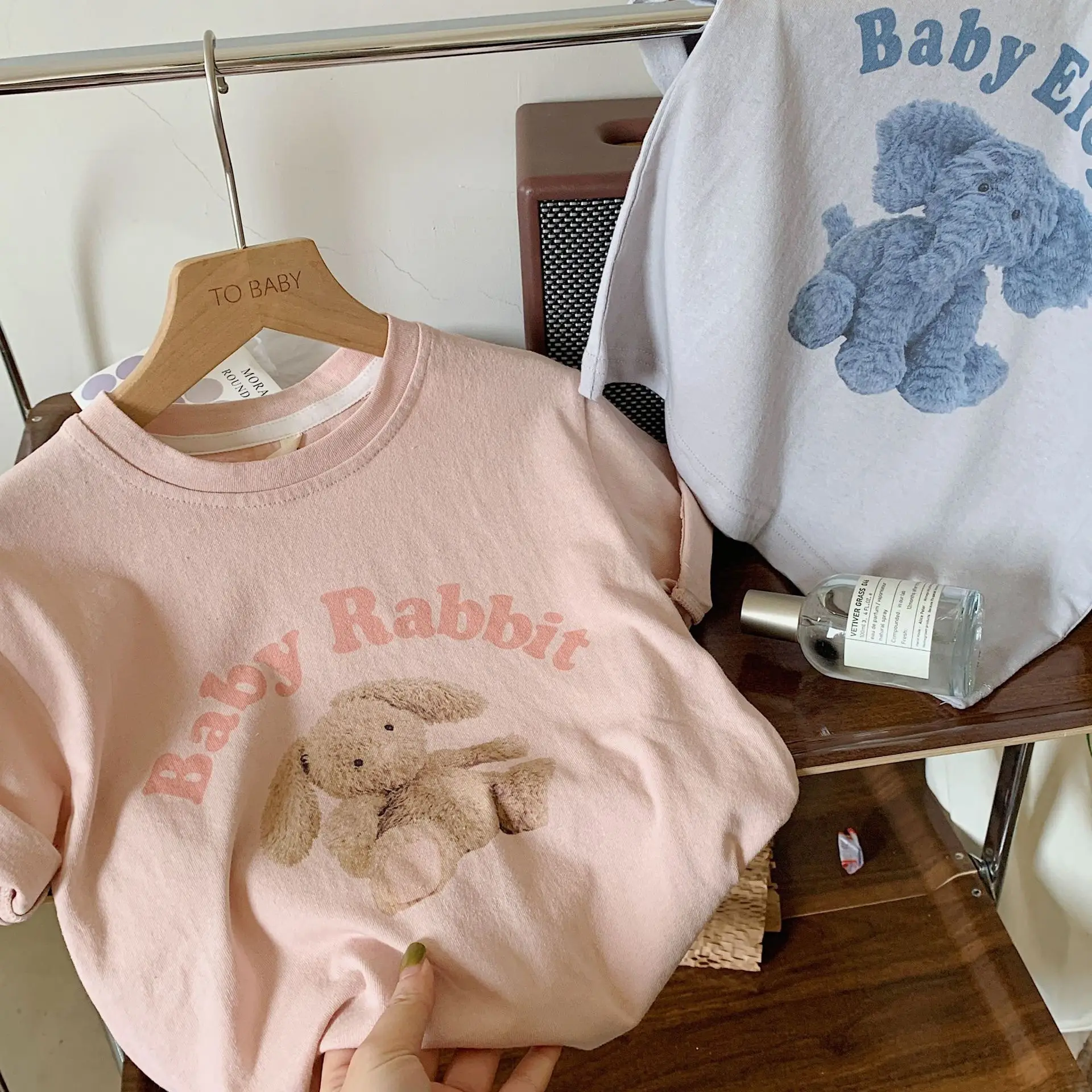 Kids Short Sleeve T-Shirt Pink Cartoon Baby Design