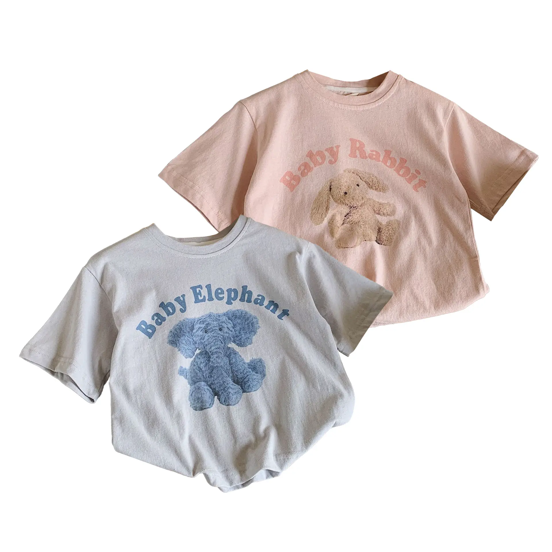 Kids Short Sleeve T-Shirt Pink Cartoon Baby Design