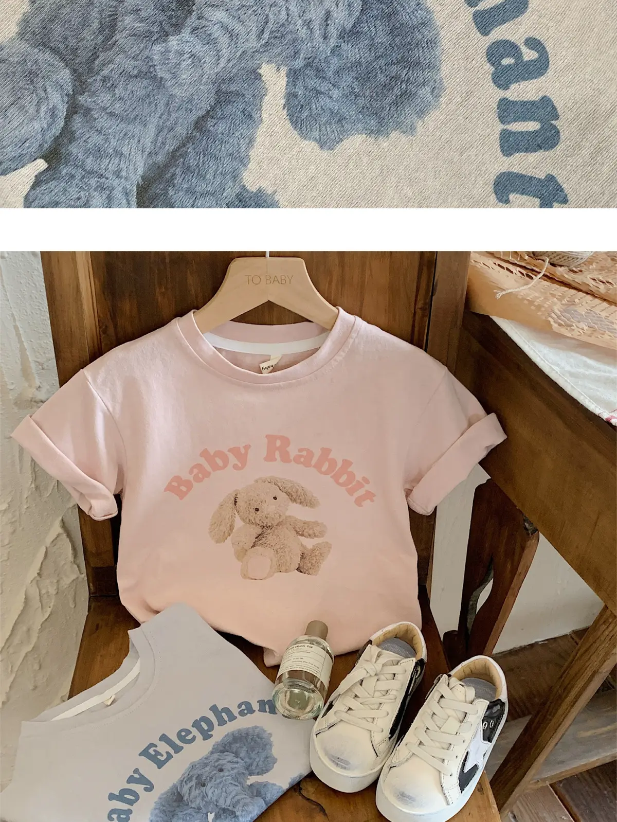 Kids Short Sleeve T-Shirt Pink Cartoon Baby Design — feature 14
