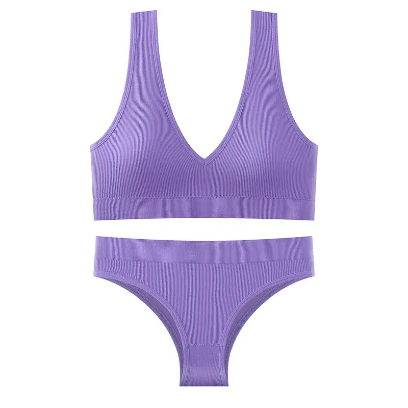 Ladies Cross Body Underwear Purple Gathered Backless - Image 8