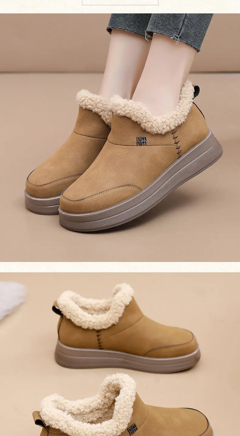 Winter New fleece-lined Thickened Snow Boots Warm Casual Shoes Thick Sole Lightweight Mother Shoes Non-slip Wear-resistant High-height Shoes — feature 19