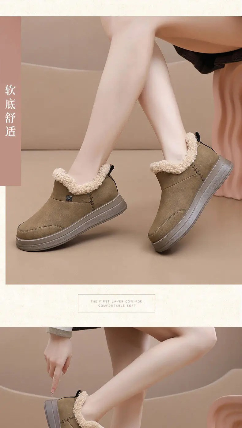 Winter New fleece-lined Thickened Snow Boots Warm Casual Shoes Thick Sole Lightweight Mother Shoes Non-slip Wear-resistant High-height Shoes — feature 25