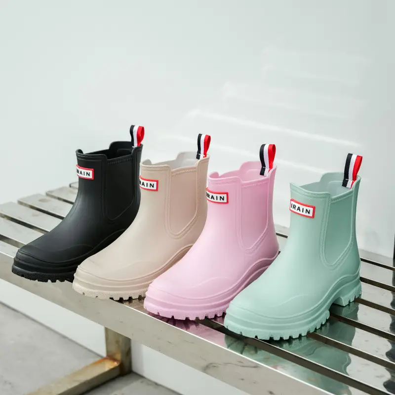 Cross-border Women's Short Non-slip Rain Boots PVC One-time Shaping Water Boots Spring and Summer Waterproof Shoes European-size Low-top Rain Boots - Image 7
