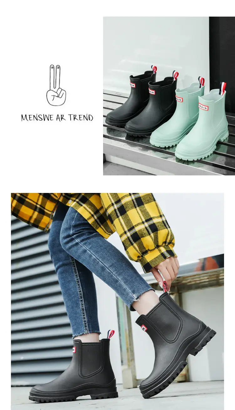 Cross-border Women's Short Non-slip Rain Boots PVC One-time Shaping Water Boots Spring and Summer Waterproof Shoes European-size Low-top Rain Boots — feature 11