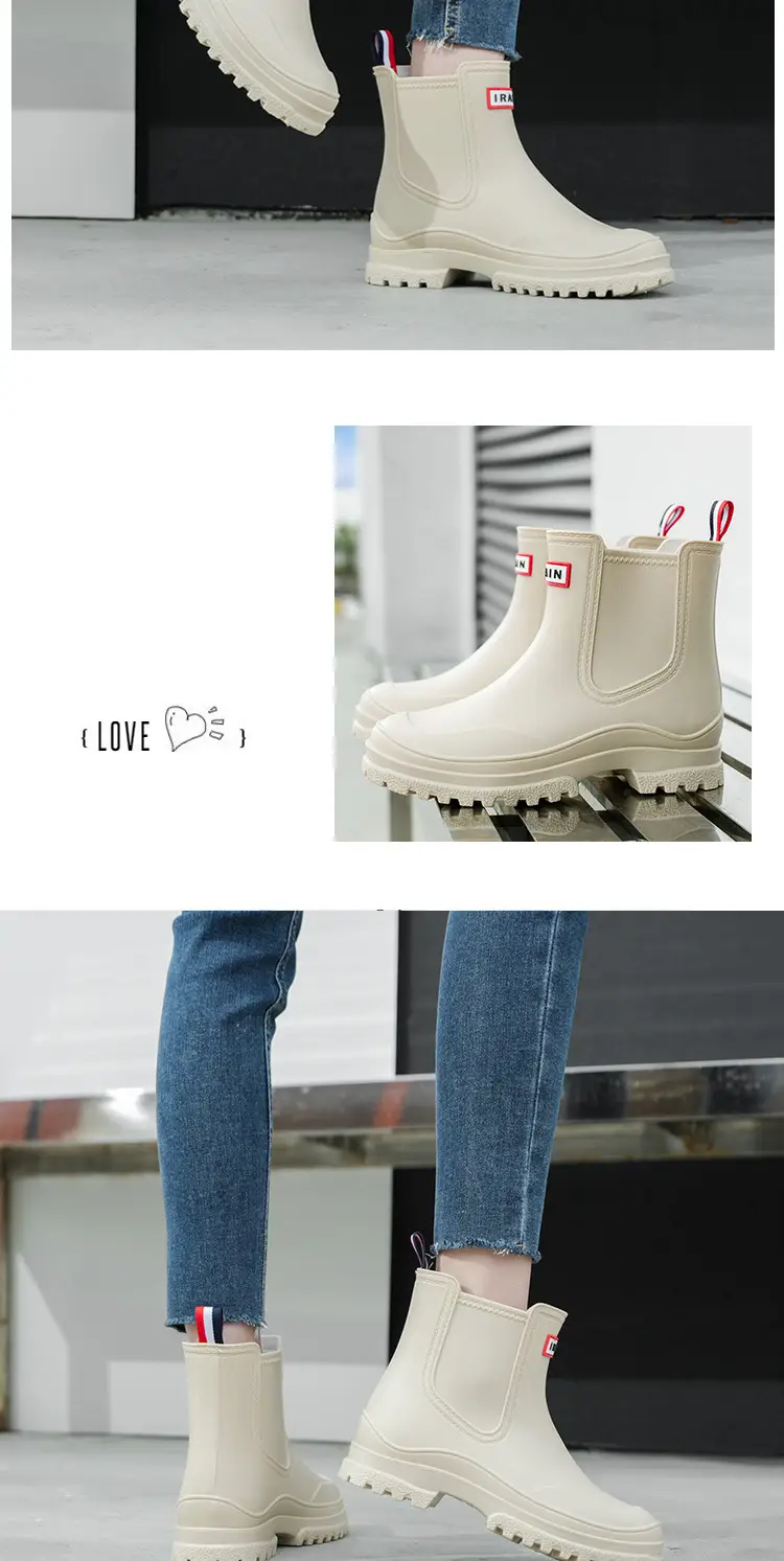 Cross-border Women's Short Non-slip Rain Boots PVC One-time Shaping Water Boots Spring and Summer Waterproof Shoes European-size Low-top Rain Boots — feature 8