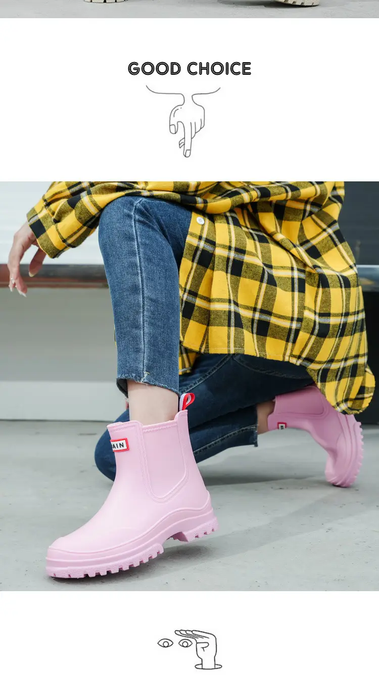 Cross-border Women's Short Non-slip Rain Boots PVC One-time Shaping Water Boots Spring and Summer Waterproof Shoes European-size Low-top Rain Boots — feature 9