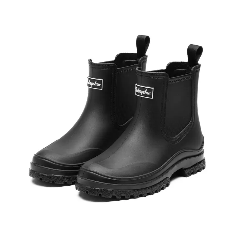 Cross-border Women's Short Non-slip Rain Boots PVC One-time Shaping Water Boots Spring and Summer Waterproof Shoes European-size Low-top Rain Boots - Image 3