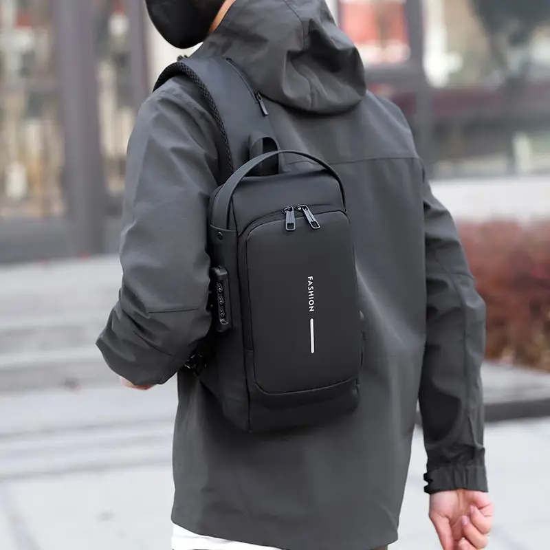 Men's Waterproof Crossbody Bag with USB Charging & Password Lock - Image 6