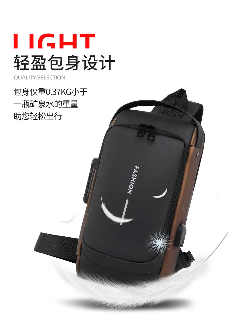 Men's Waterproof Crossbody Bag with USB Charging & Password Lock — feature 11