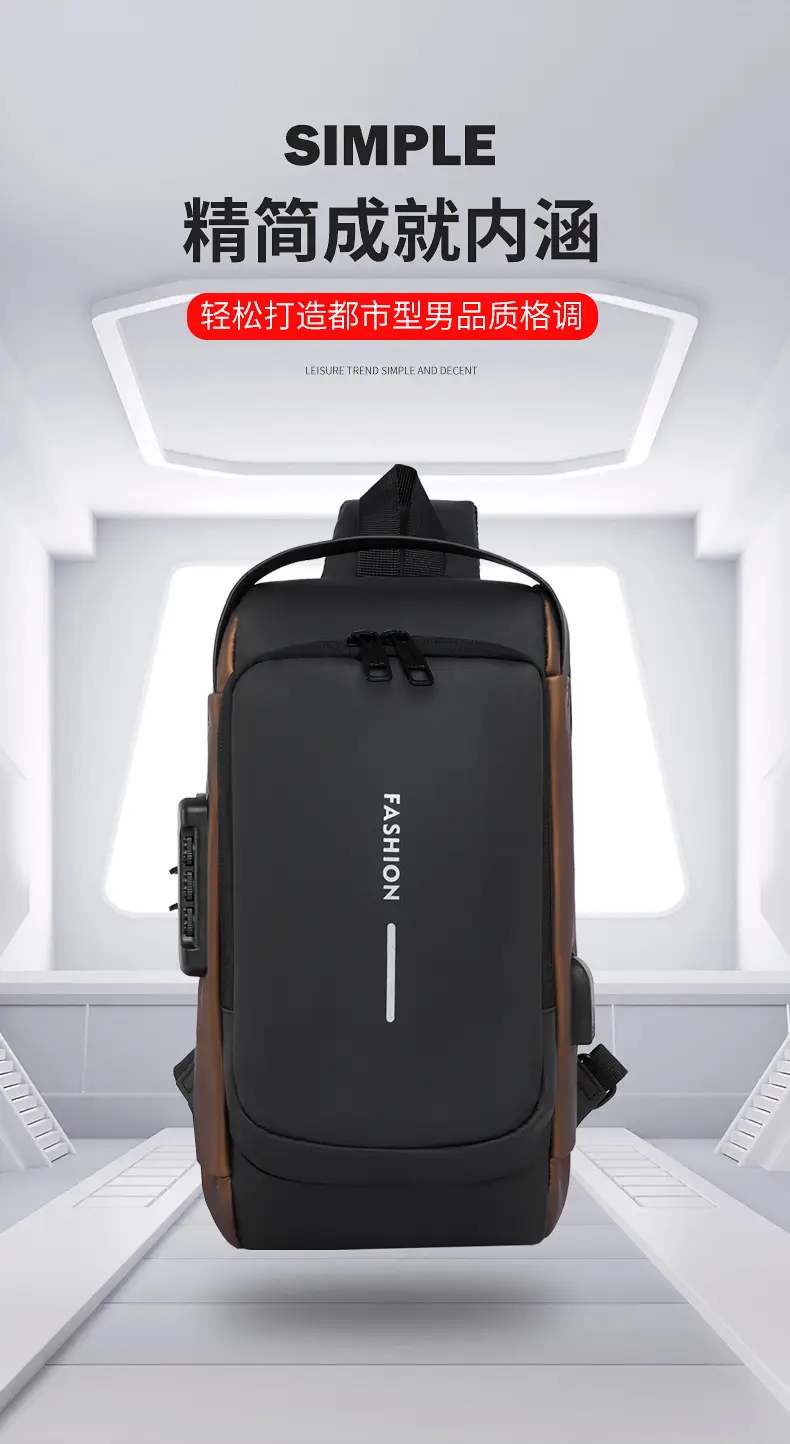 Men's Waterproof Crossbody Bag with USB Charging & Password Lock — feature 5