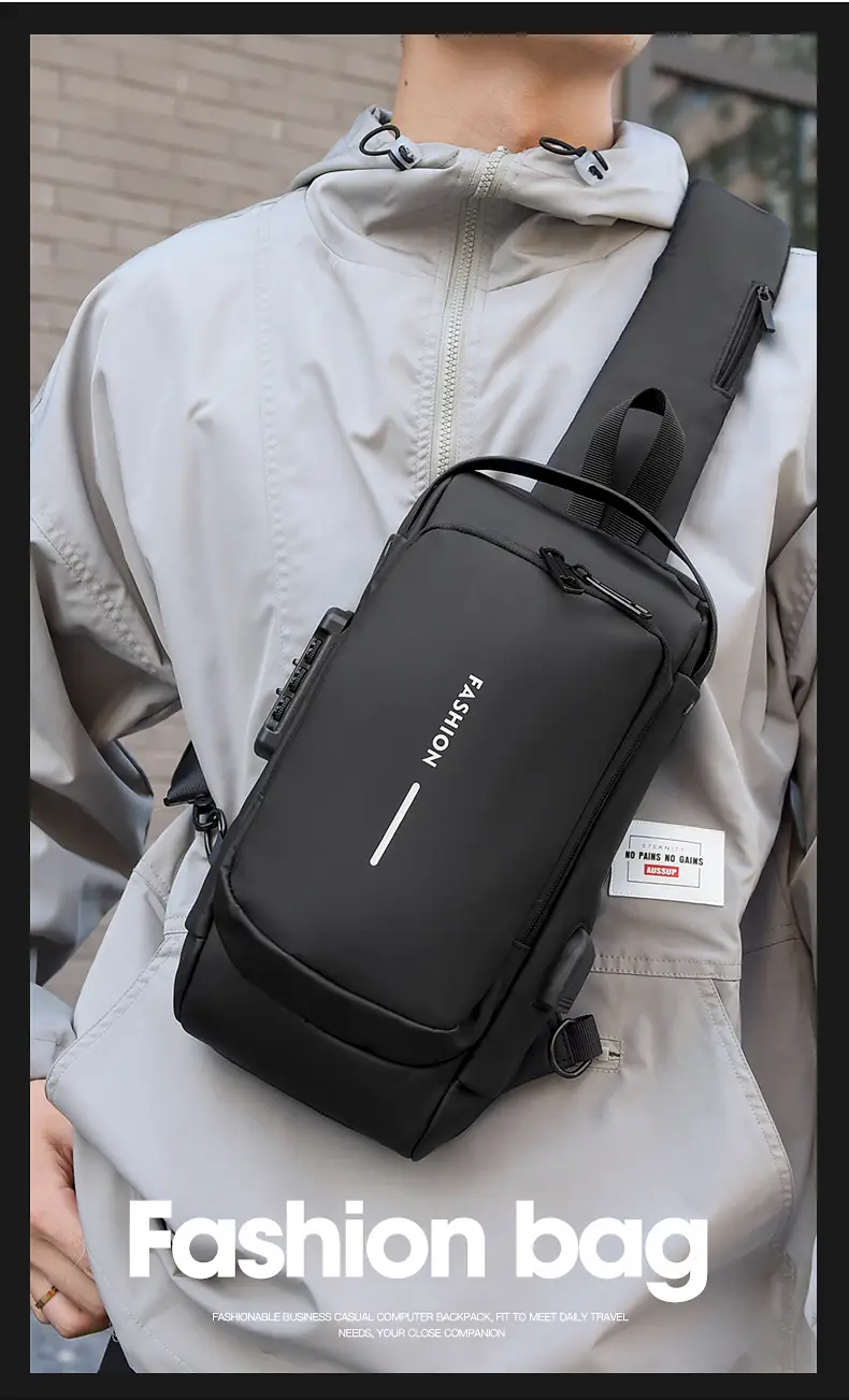 Men's Waterproof Crossbody Bag with USB Charging & Password Lock — feature 6