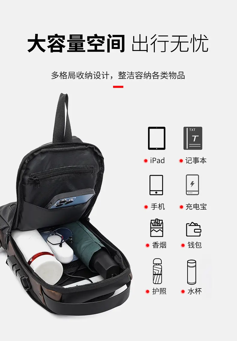 Men's Waterproof Crossbody Bag with USB Charging & Password Lock — feature 7