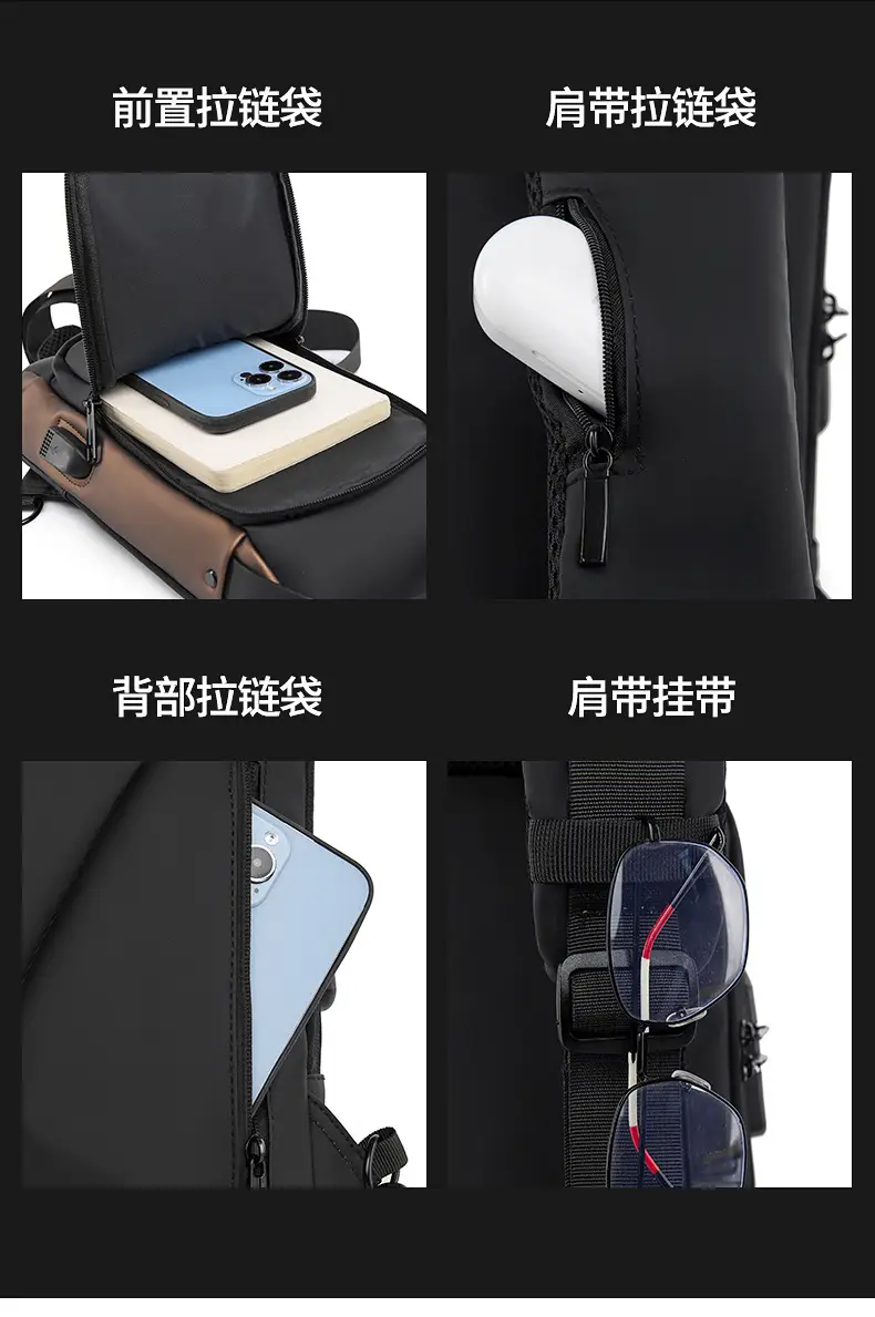 Men's Waterproof Crossbody Bag with USB Charging & Password Lock — feature 9