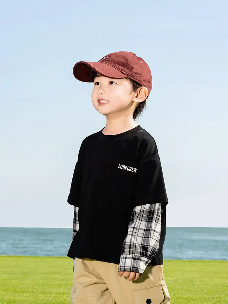 Kids Plaid T-Shirt White Cotton Boys All Season
