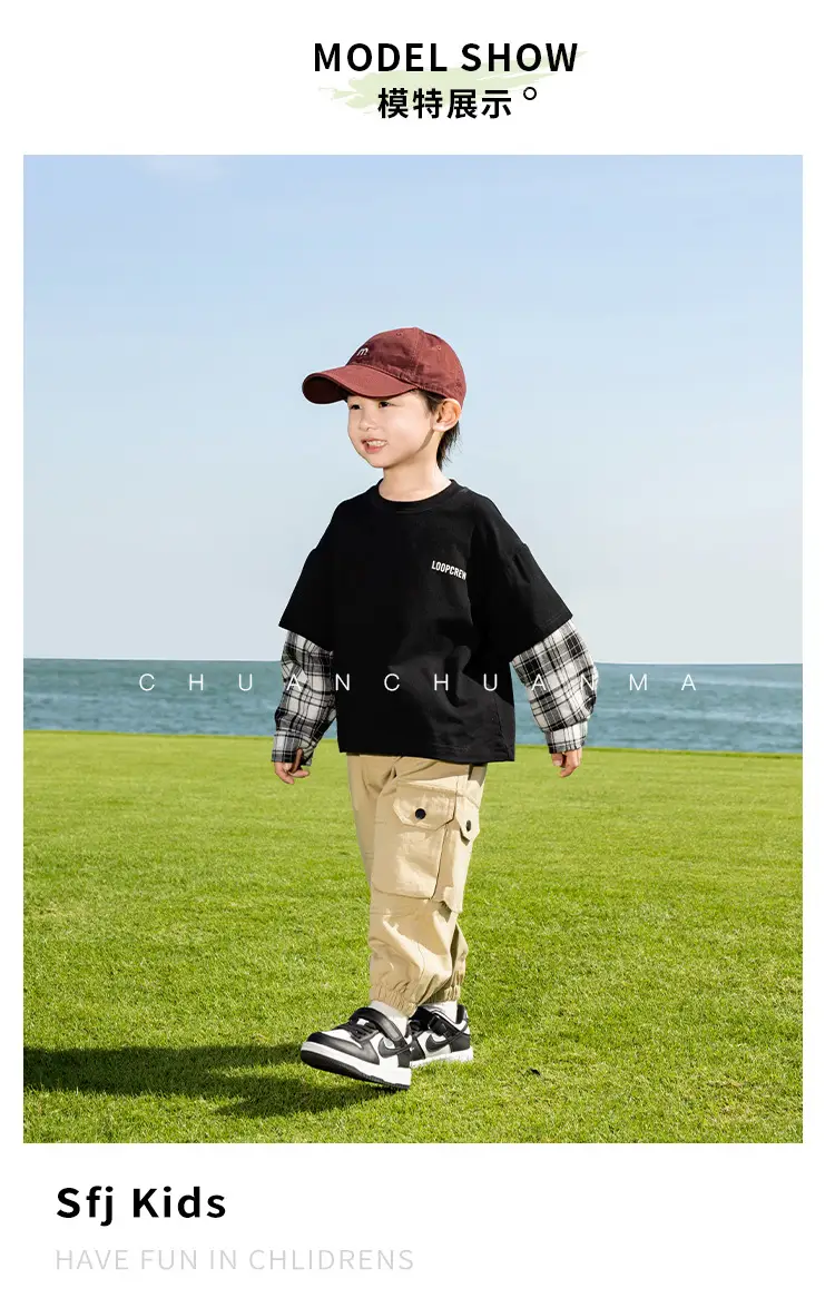 Kids Plaid T-Shirt White Cotton Boys All Season — feature 12