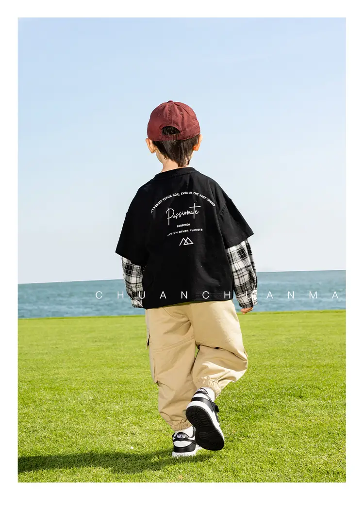 Kids Plaid T-Shirt White Cotton Boys All Season — feature 13