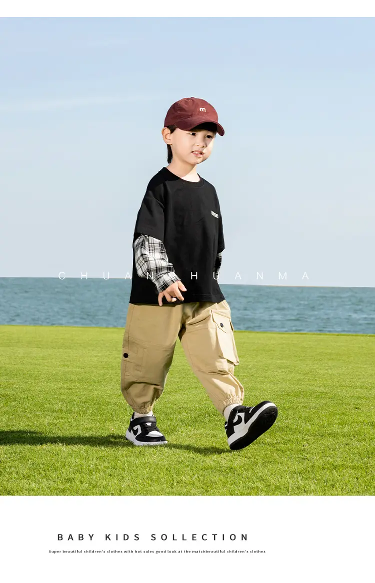 Kids Plaid T-Shirt White Cotton Boys All Season — feature 15