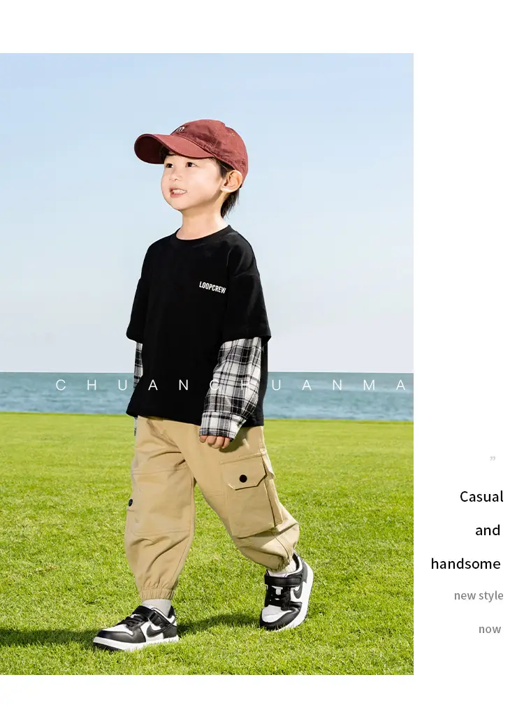 Kids Plaid T-Shirt White Cotton Boys All Season — feature 19