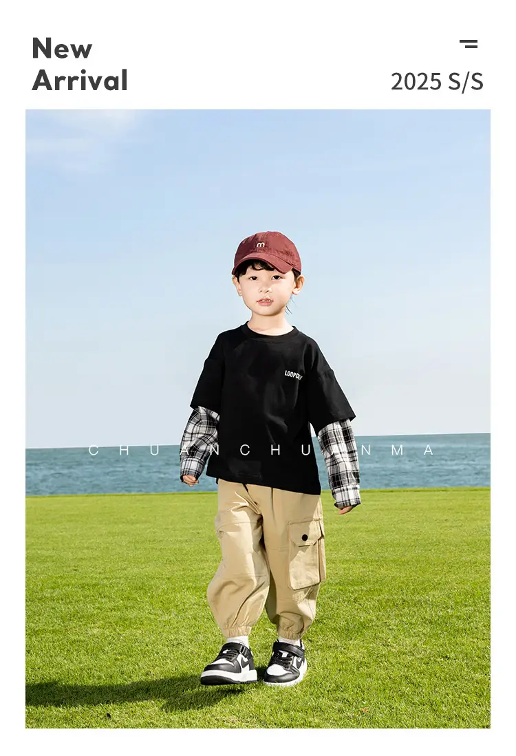 Kids Plaid T-Shirt White Cotton Boys All Season — feature 2