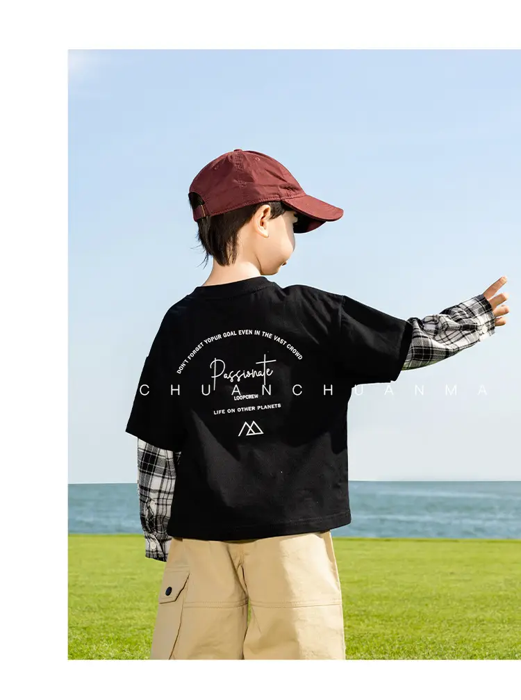 Kids Plaid T-Shirt White Cotton Boys All Season — feature 20